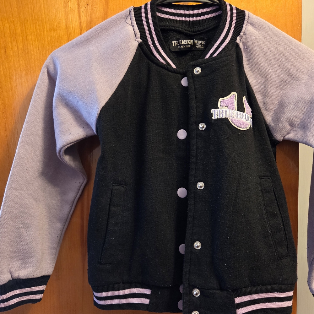 Black and Purple True Religion Varsity Jacket - Picture 2 of 5